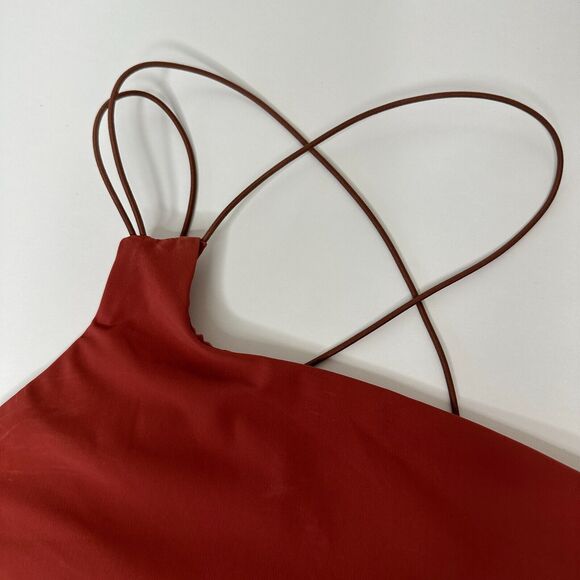 Alix NYC Rust Avon Asymmetrical Neckline One-Shoulder Spaghetti Strap Crop S - Picture 5 of 13